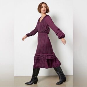 Evereve Layla Satin Midi Dress Large